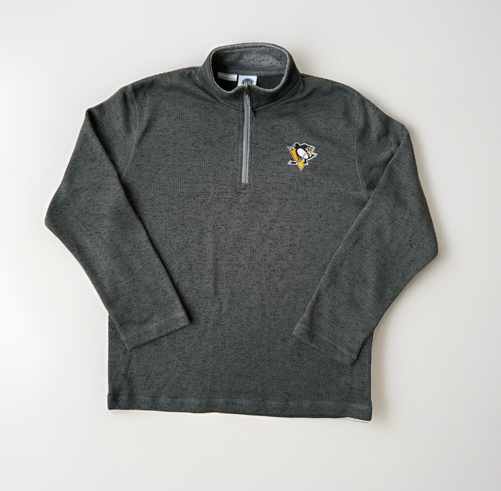 Pittsburgh Penguins NHL 1/4 Zip Pullover Men's Large Sweatshirt Official Gray